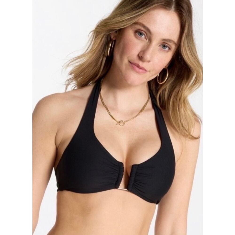 CALIA Women's U-Bar Halter Bikini Swim Top, size large